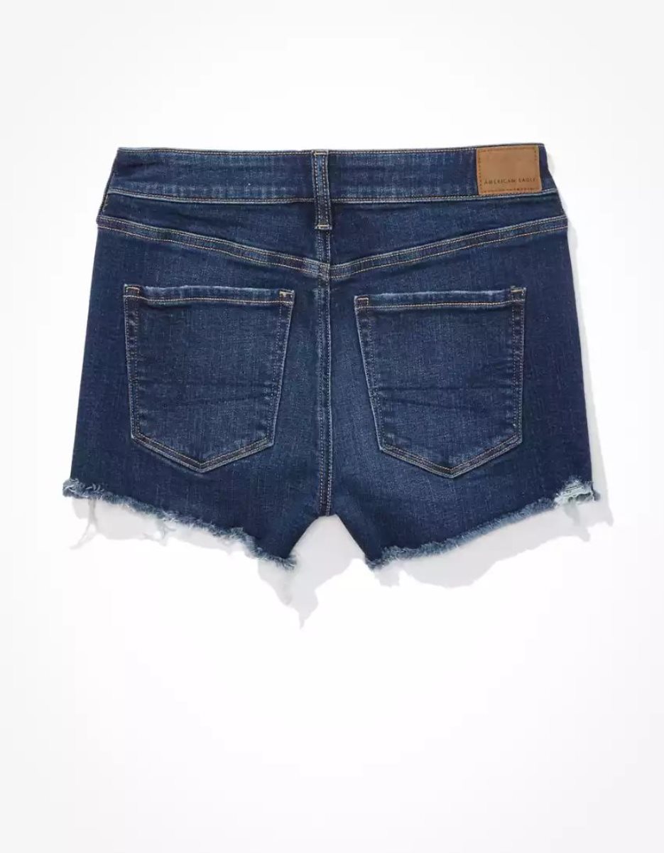 Shorts American Eagle AE Stretch High-Waisted Denim Indigo Foncé Femme | AQL-51833451